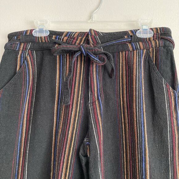 Democracy Womens Flex-ellent Wide Leg Cropped Pants Size 6 Black Striped Boho - Picture 2 of 10